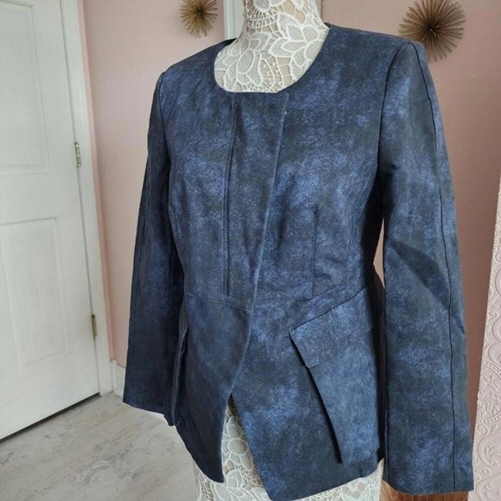 LKNW Donna Karan NY unique blue black blazer jacket 12